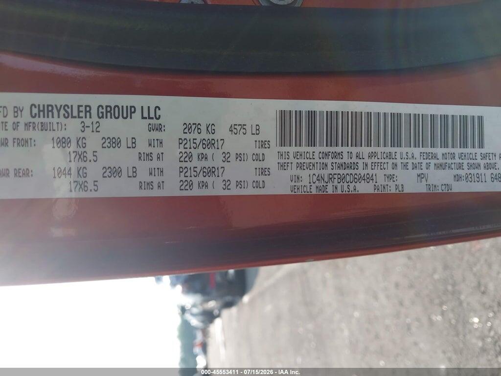 1C4NJRFB0CD604841 2012 JEEP PATRIOT photo no. 9