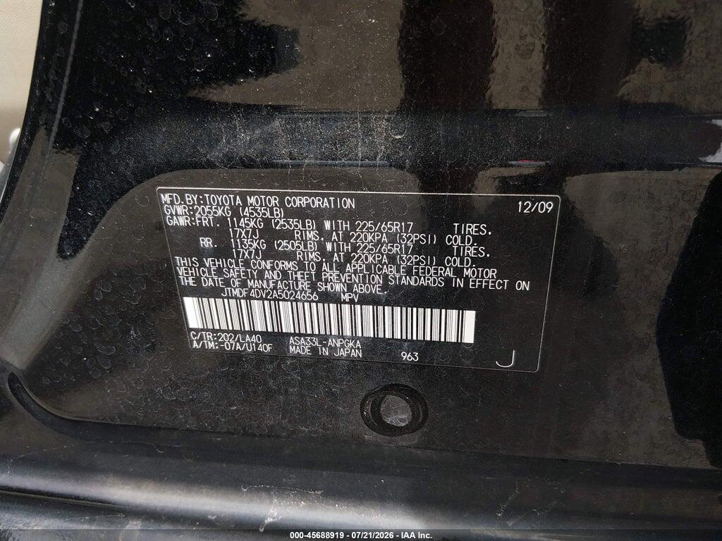 JTMDF4DV2A5024656 2010 TOYOTA RAV4 photo no. 9