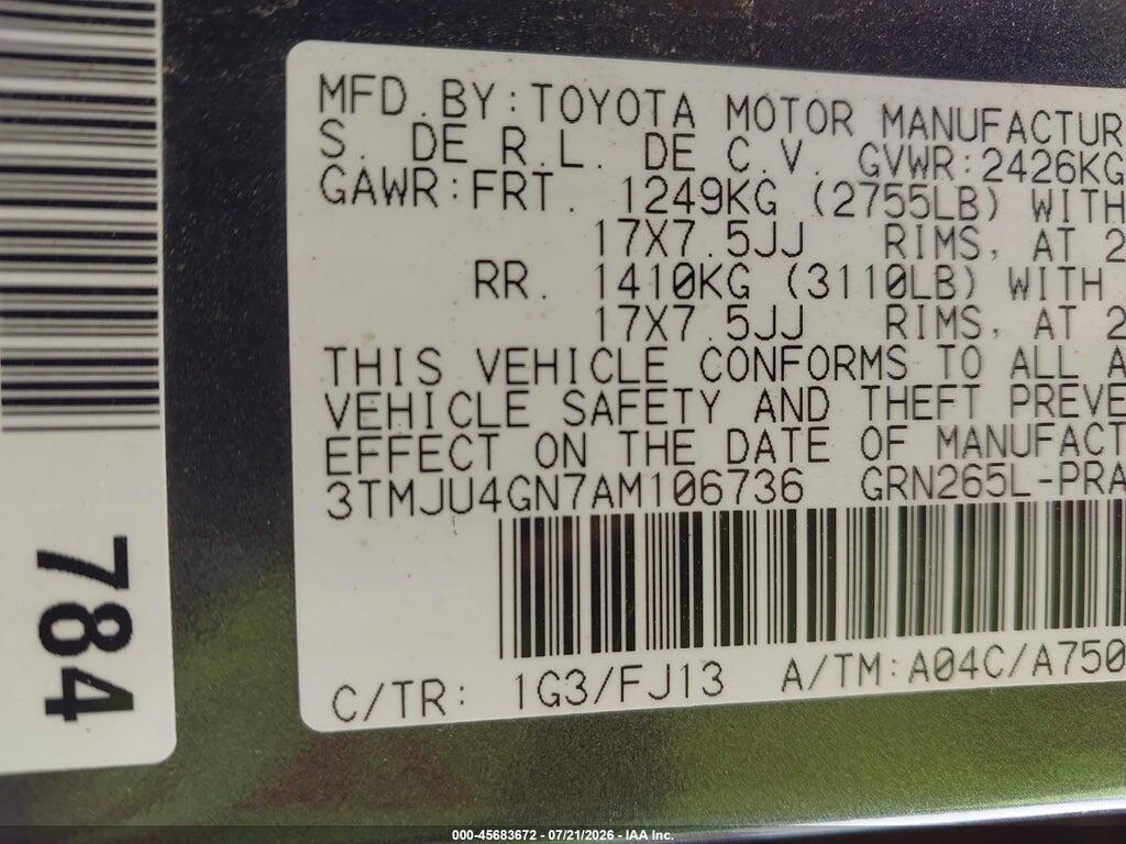 3TMJU4GN7AM106736 2010 TOYOTA TACOMA photo no. 9