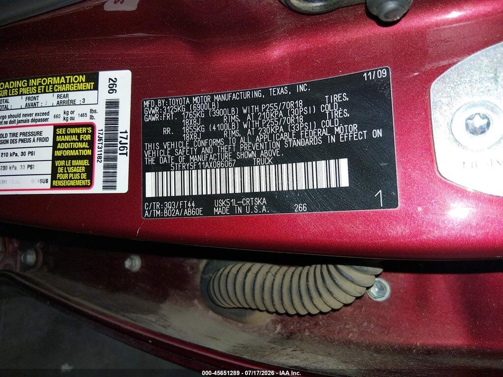 5TFRY5F11AX086067 2010 TOYOTA TUNDRA photo no. 9