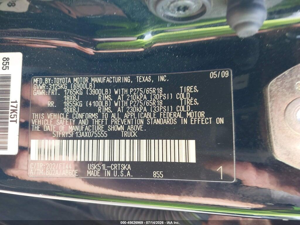 5TFRY5F13AX075555 2010 TOYOTA TUNDRA photo no. 9