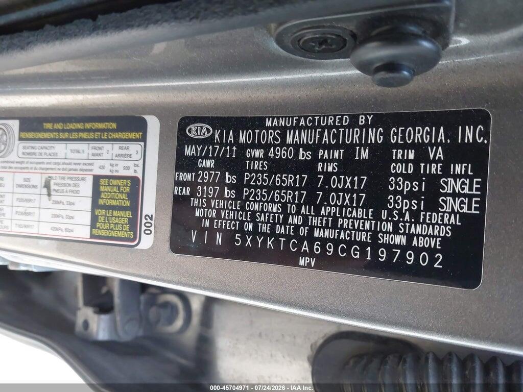 5XYKTCA69CG197902 2012 KIA SORENTO photo no. 9