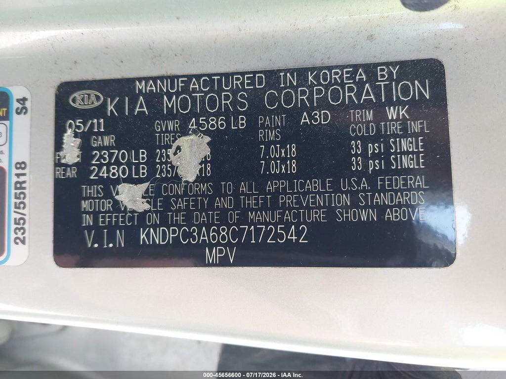 KNDPC3A68C7172542 2012 KIA SPORTAGE photo no. 9