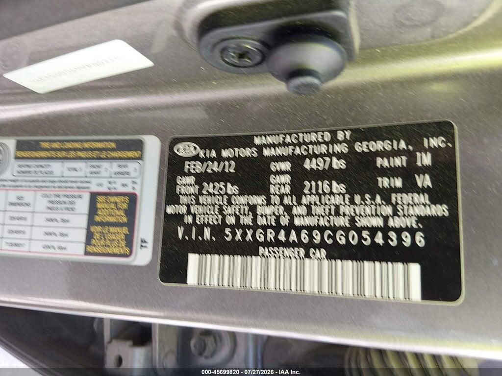 5XXGR4A69CG054396 2012 KIA OPTIMA photo no. 9