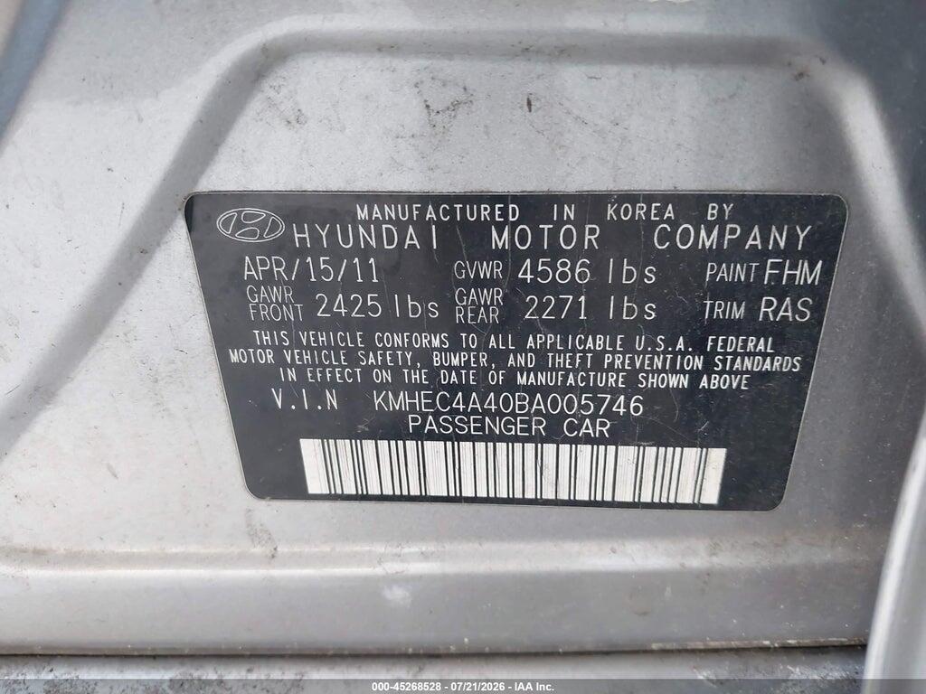 KMHEC4A40BA005746 2011 HYUNDAI SONATA HYBRID photo no. 9