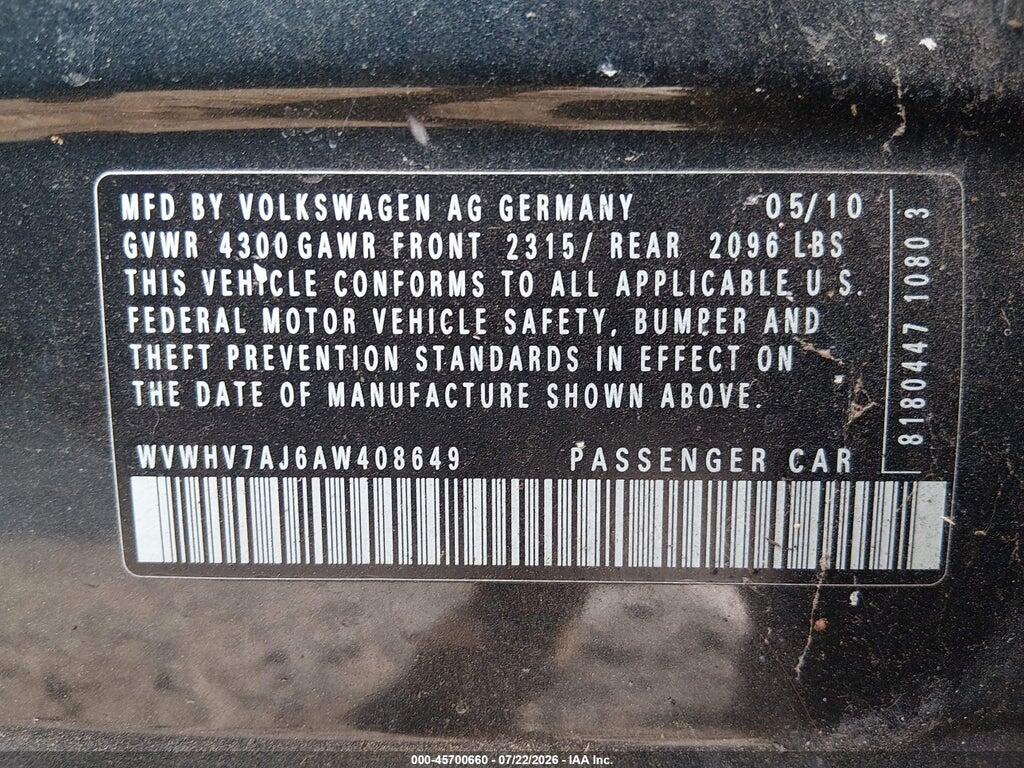 WVWHV7AJ6AW408649 2010 VOLKSWAGEN GTI photo no. 9