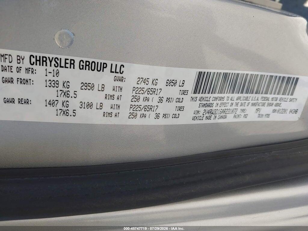 2V4RW3D16AR231072 2010 VOLKSWAGEN ROUTAN photo no. 9
