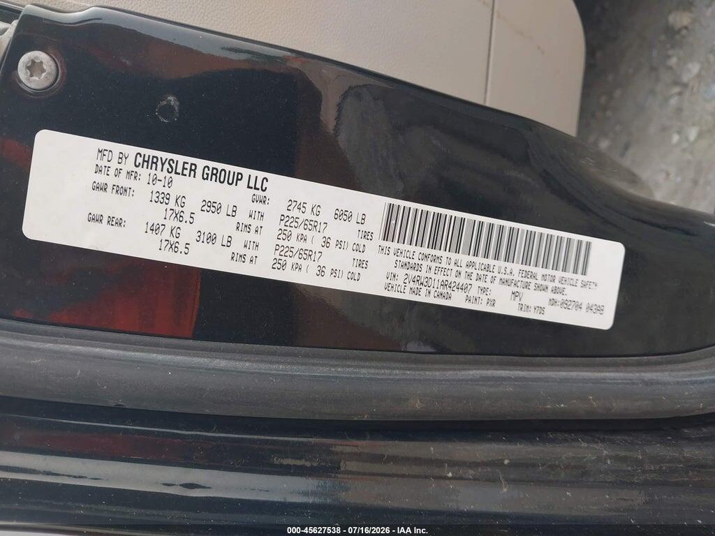 2V4RW3D11AR424407 2010 VOLKSWAGEN ROUTAN photo no. 9