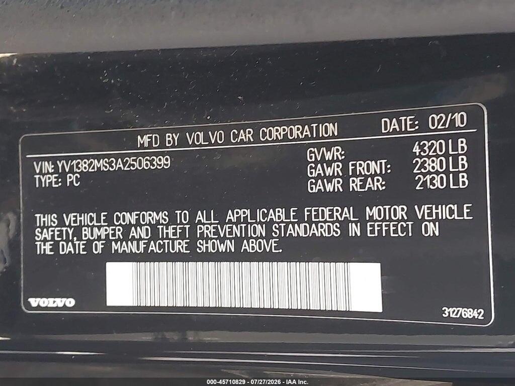 YV1382MS3A2506399 2010 VOLVO S40 photo no. 9