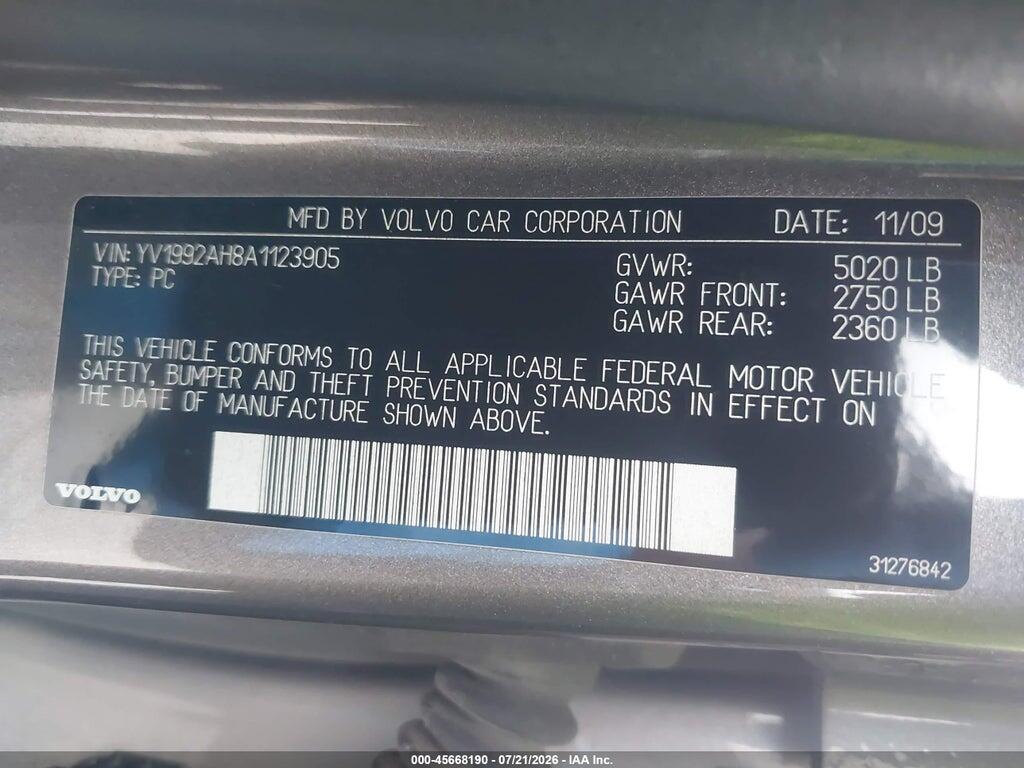 YV1992AH8A1123905 2010 VOLVO S80 photo no. 9