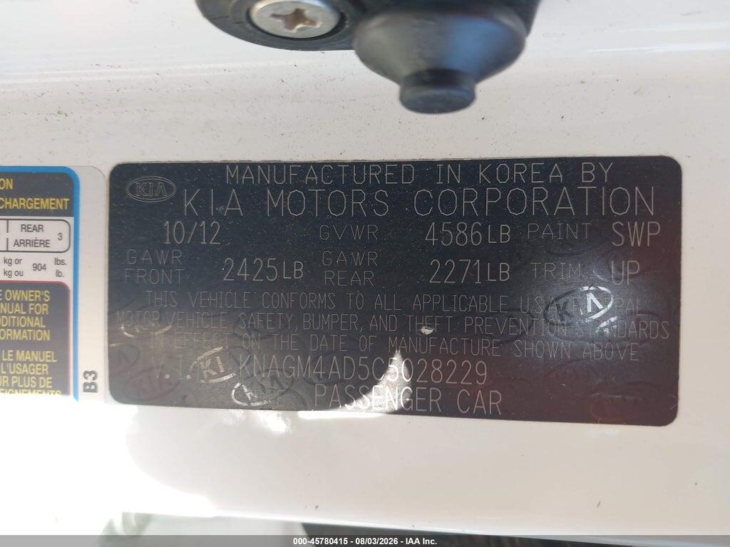 KNAGM4AD5C5028229 2012 KIA OPTIMA HYBRID photo no. 9