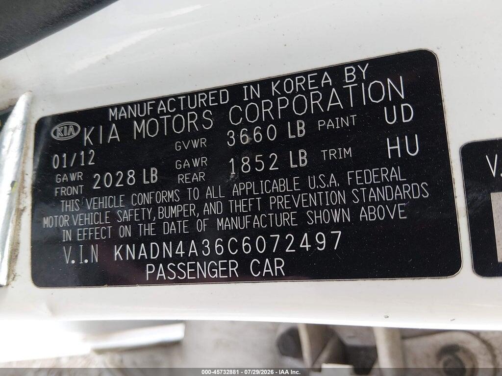 KNADN4A36C6072497 2012 KIA RIO photo no. 9