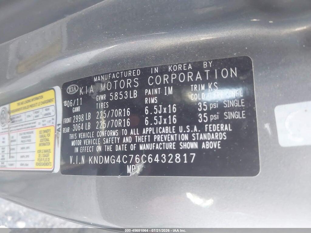 KNDMG4C76C6432817 2012 KIA SEDONA photo no. 9