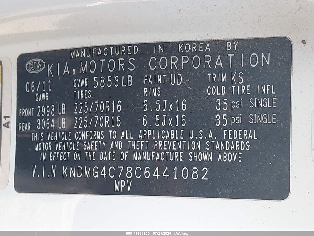 KNDMG4C78C6441082 2012 KIA SEDONA photo no. 9