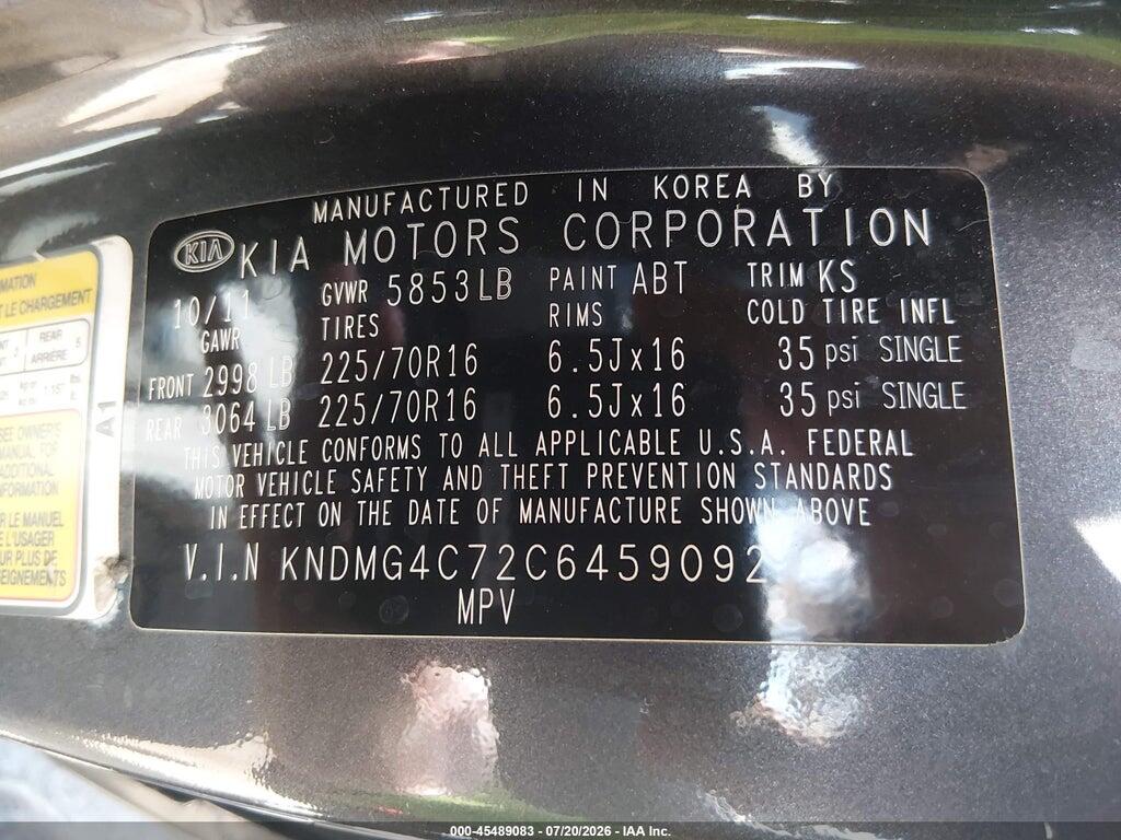 KNDMG4C72C6459092 2012 KIA SEDONA photo no. 9
