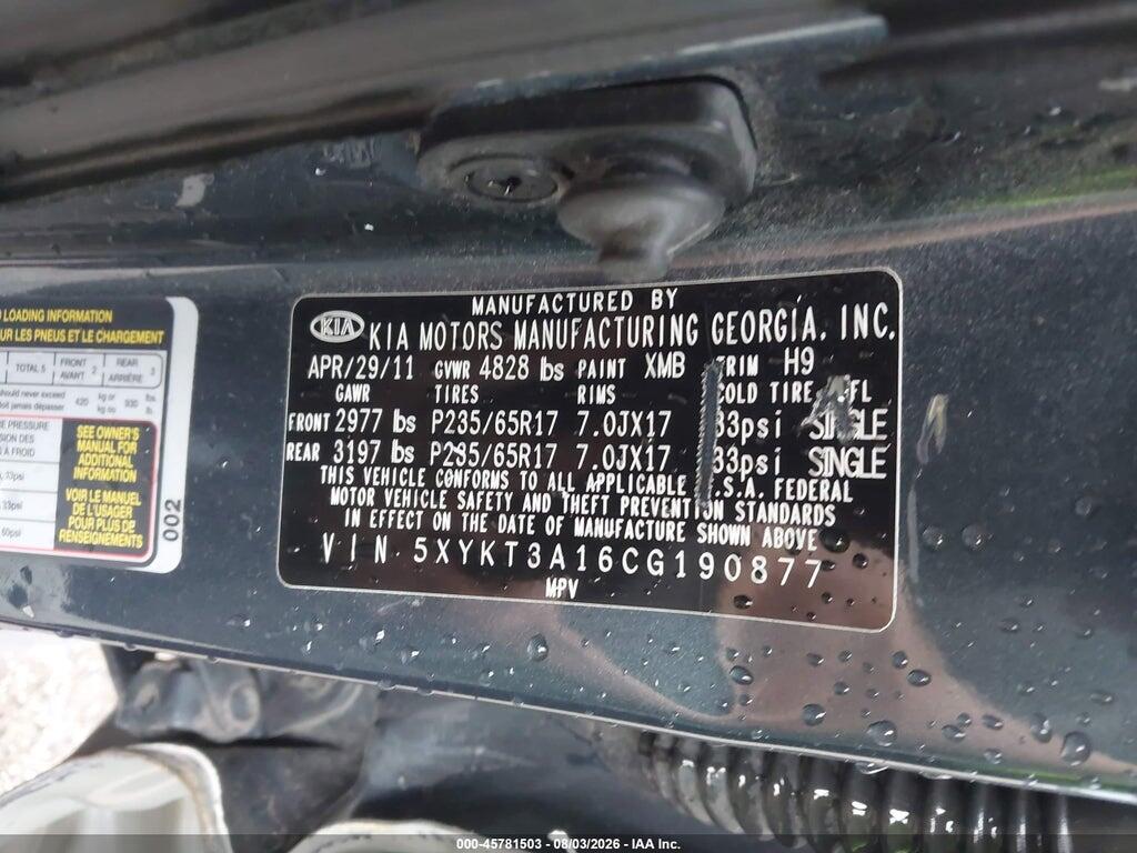 5XYKT3A16CG190877 2012 KIA SORENTO photo no. 9