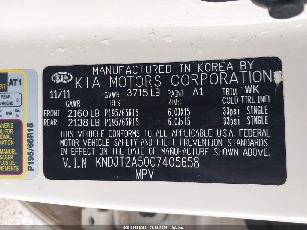 KNDJT2A50C7405658 2012 KIA SOUL photo no. 9
