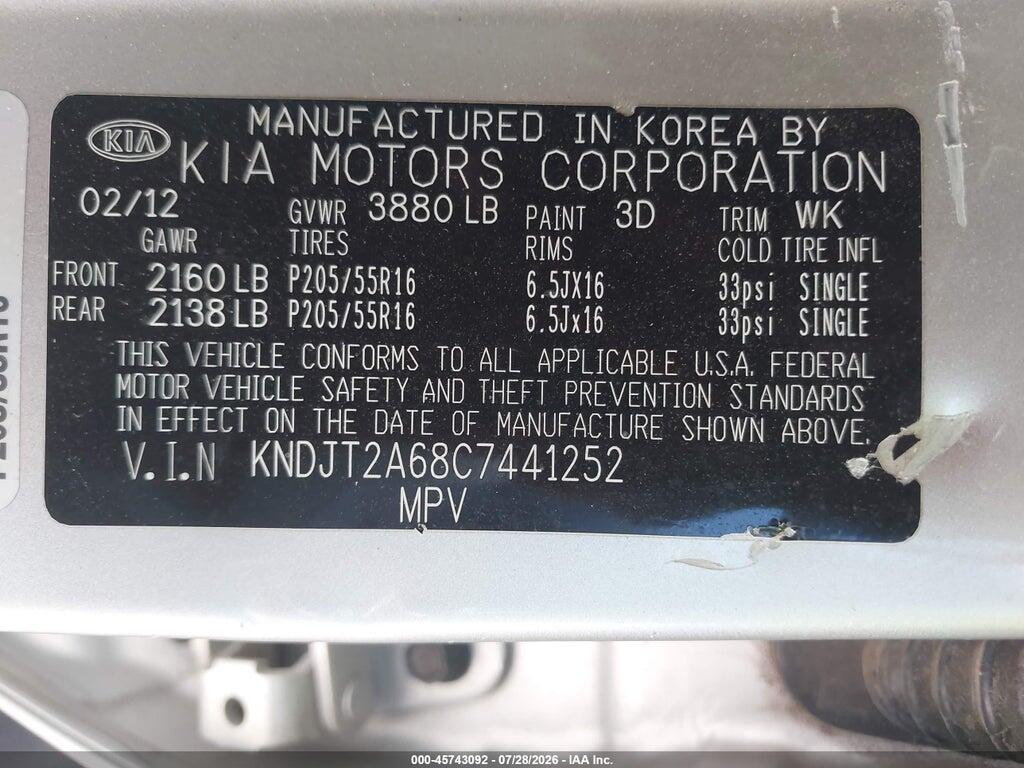 KNDJT2A68C7441252 2012 KIA SOUL photo no. 9