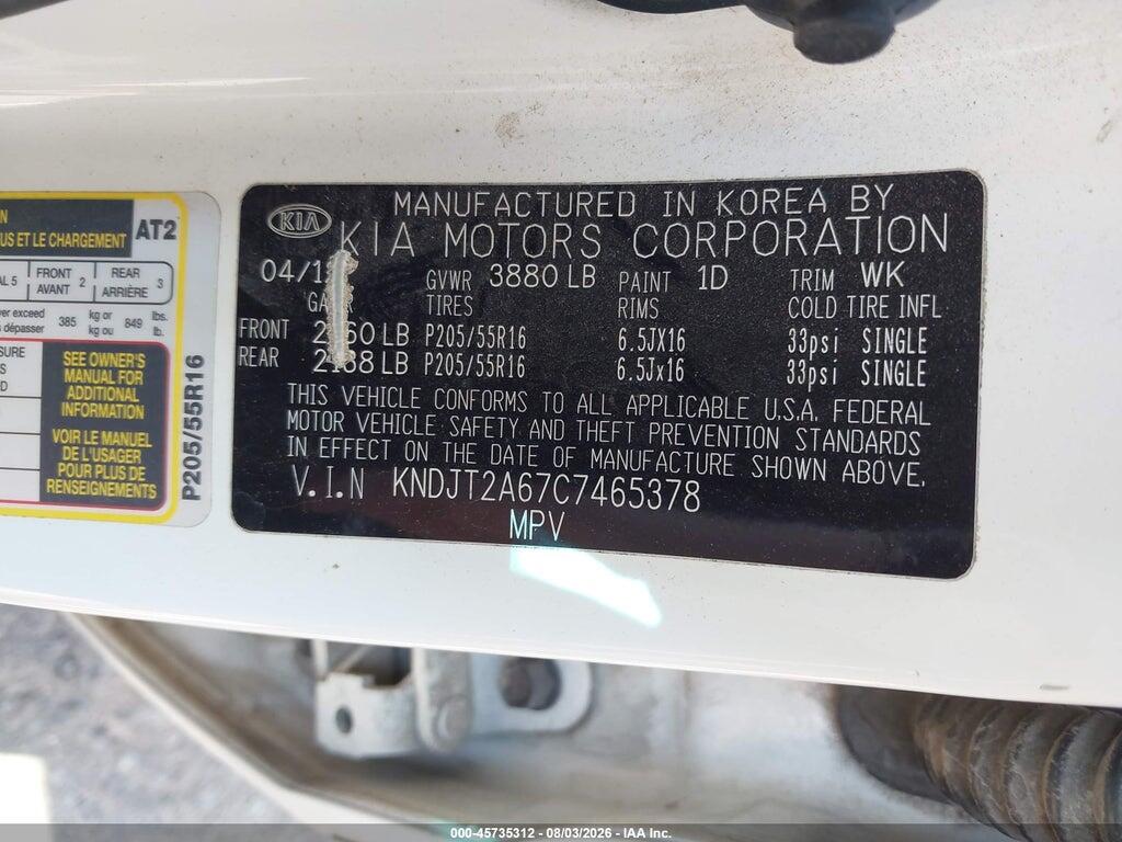 KNDJT2A67C7465378 2012 KIA SOUL photo no. 9