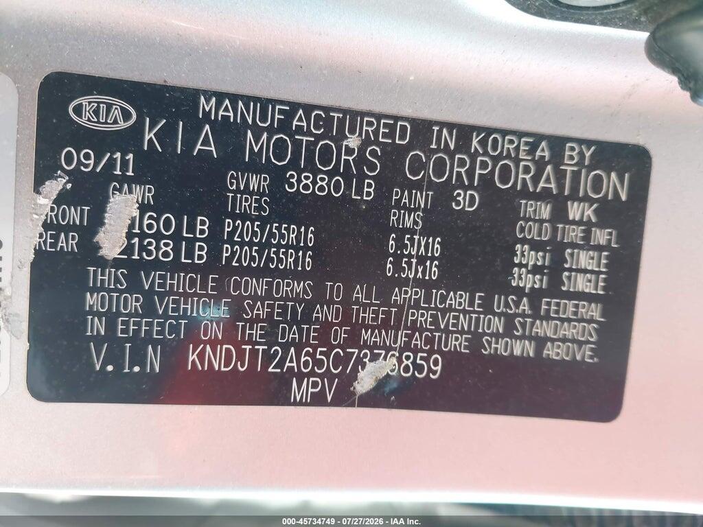 KNDJT2A65C7376859 2012 KIA SOUL photo no. 9