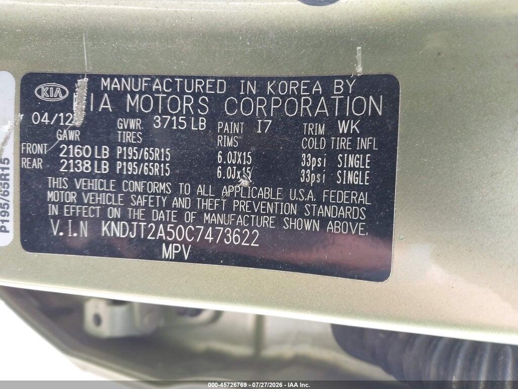KNDJT2A50C7473622 2012 KIA SOUL photo no. 9