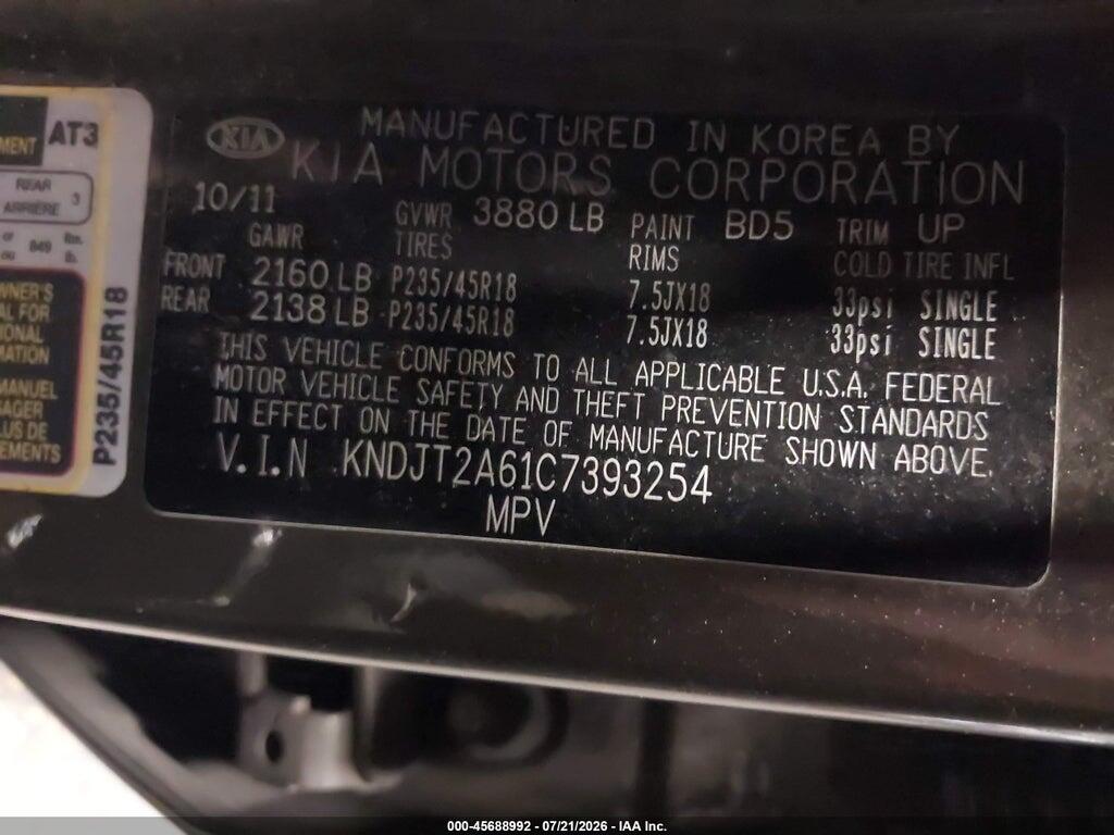 KNDJT2A61C7393254 2012 KIA SOUL photo no. 9