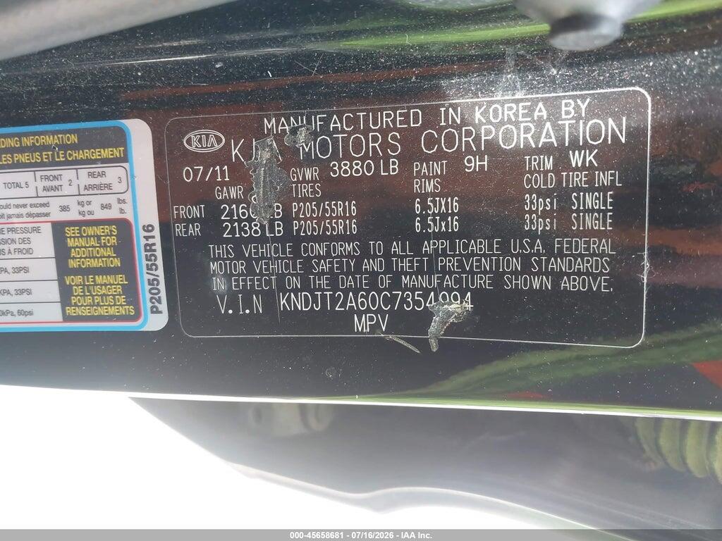 KNDJT2A60C7354994 2012 KIA SOUL photo no. 9