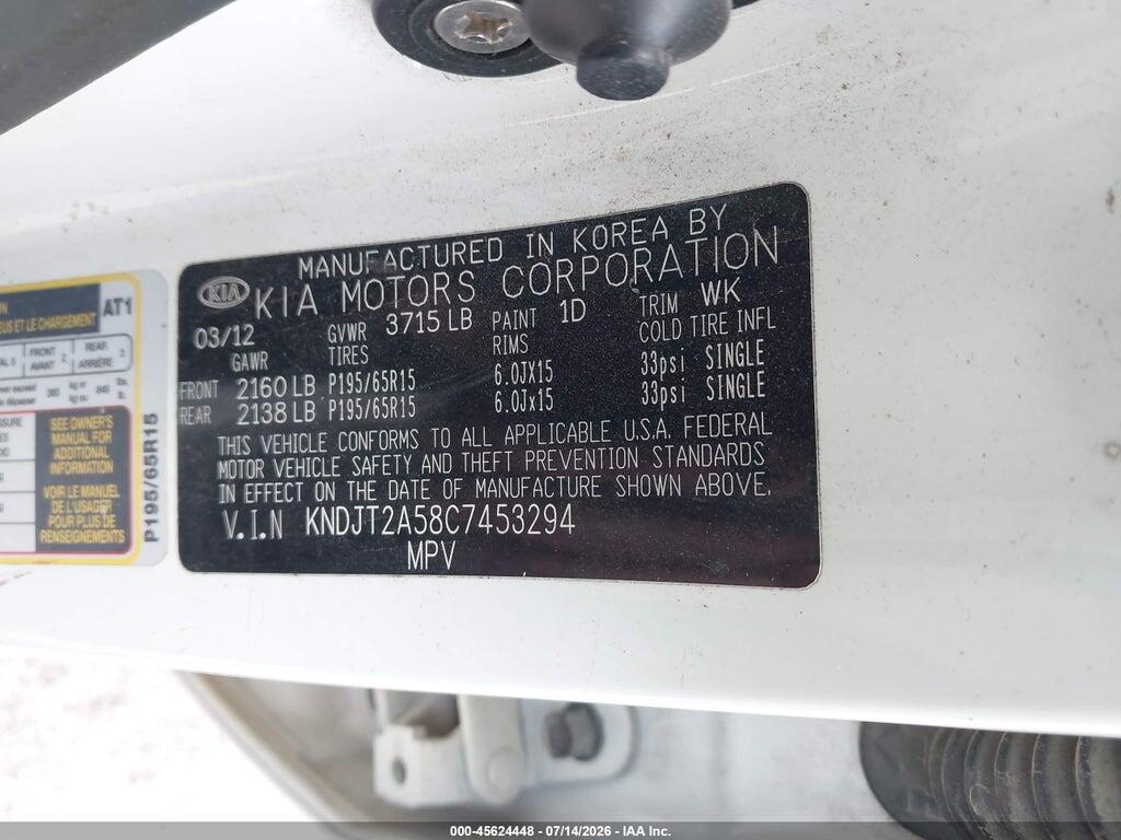 KNDJT2A58C7453294 2012 KIA SOUL photo no. 9
