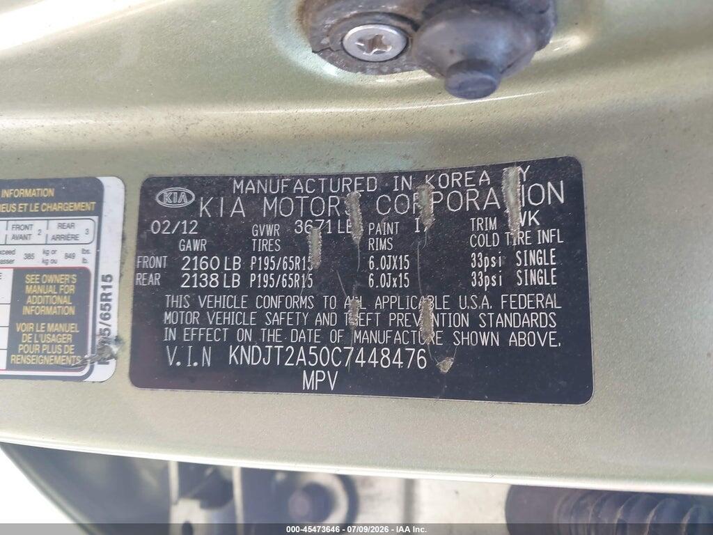 KNDJT2A50C7448476 2012 KIA SOUL photo no. 9