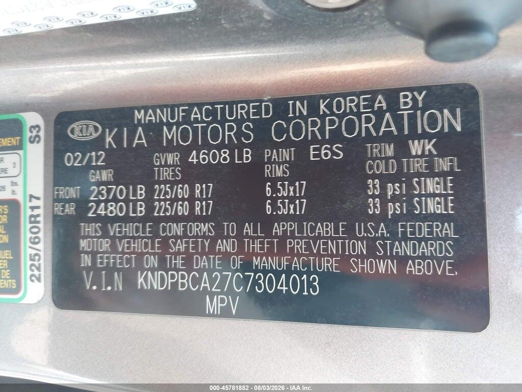 KNDPBCA27C7304013 2012 KIA SPORTAGE photo no. 9