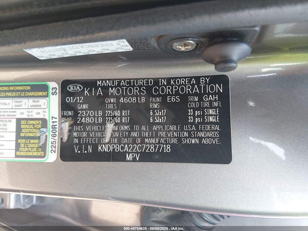 KNDPBCA22C7287718 2012 KIA SPORTAGE photo no. 9
