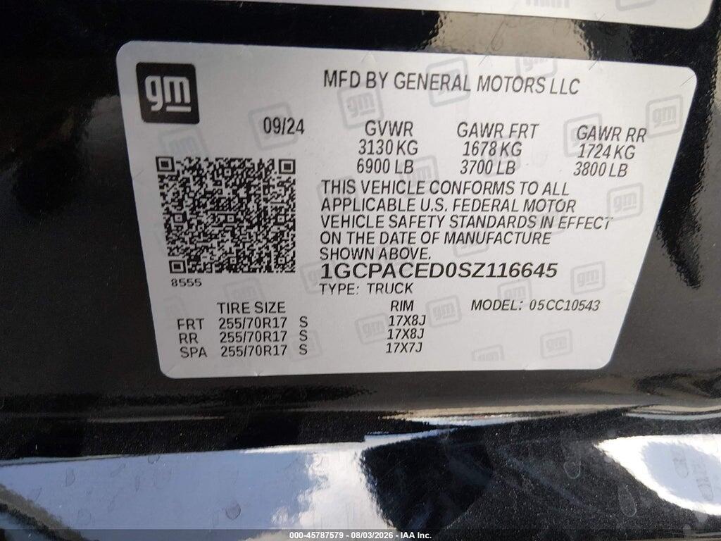 1GCPACED0SZ116645 2025 CHEVROLET SILVERADO 1500 photo no. 9