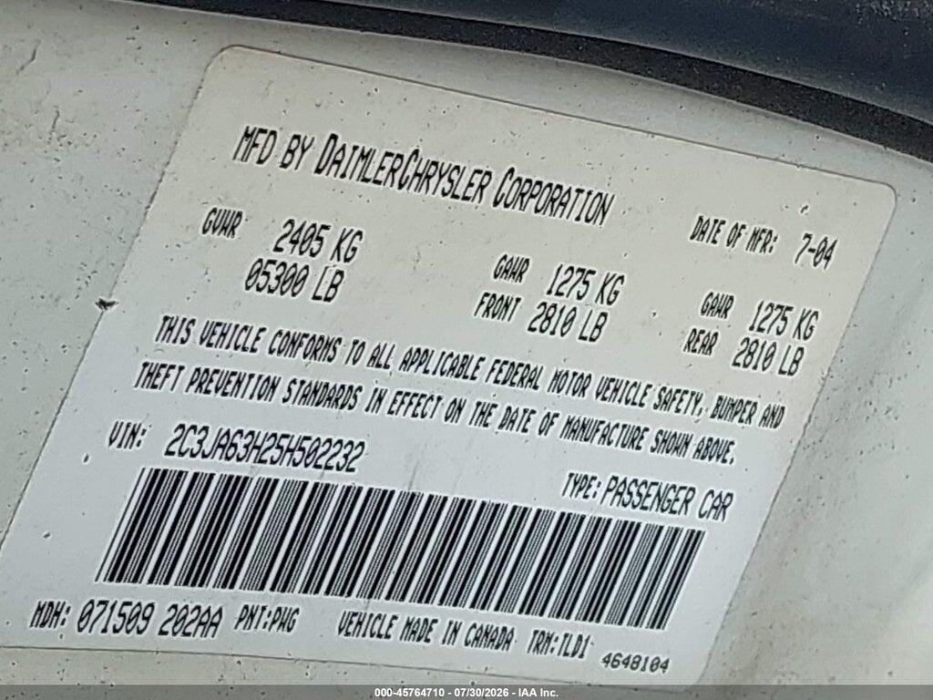 2C3JA63H25H502232 2005 CHRYSLER 300C photo no. 9