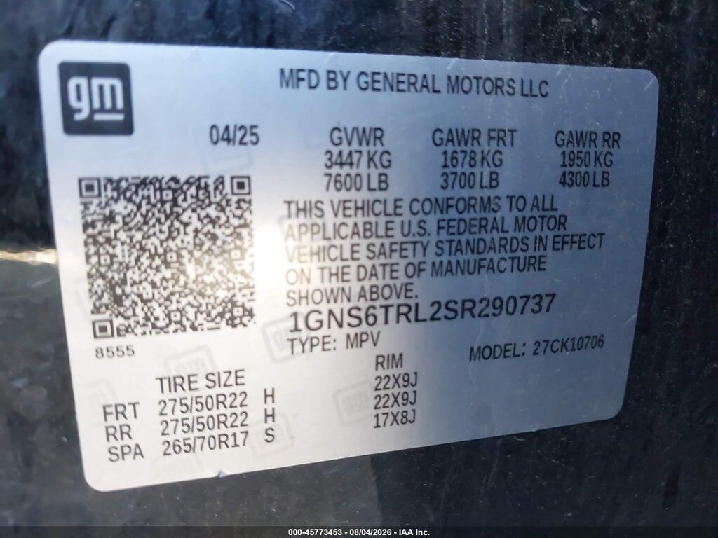 1GNS6TRL2SR290737 2025 CHEVROLET TAHOE photo no. 9