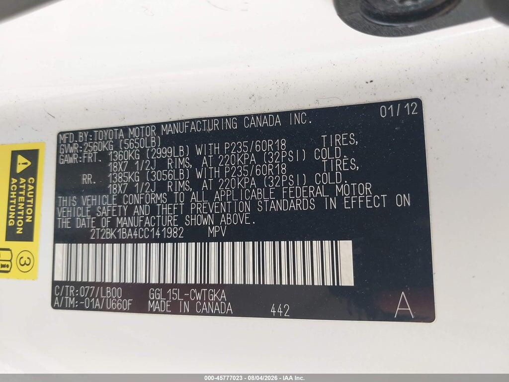 2T2BK1BA4CC141982 2012 LEXUS RX 350 photo no. 9