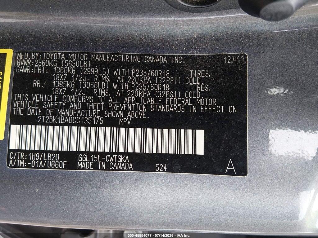 2T2BK1BA0CC135175 2012 LEXUS RX 350 photo no. 9