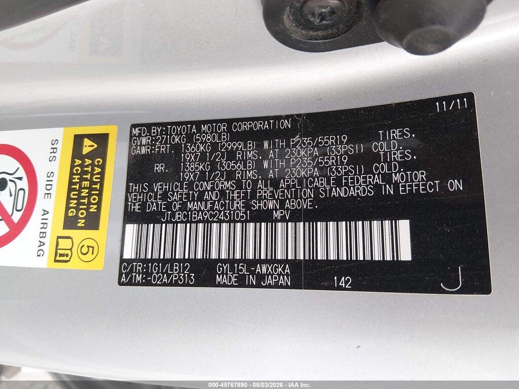 JTJBC1BA9C2431051 2012 LEXUS RX 450H photo no. 9