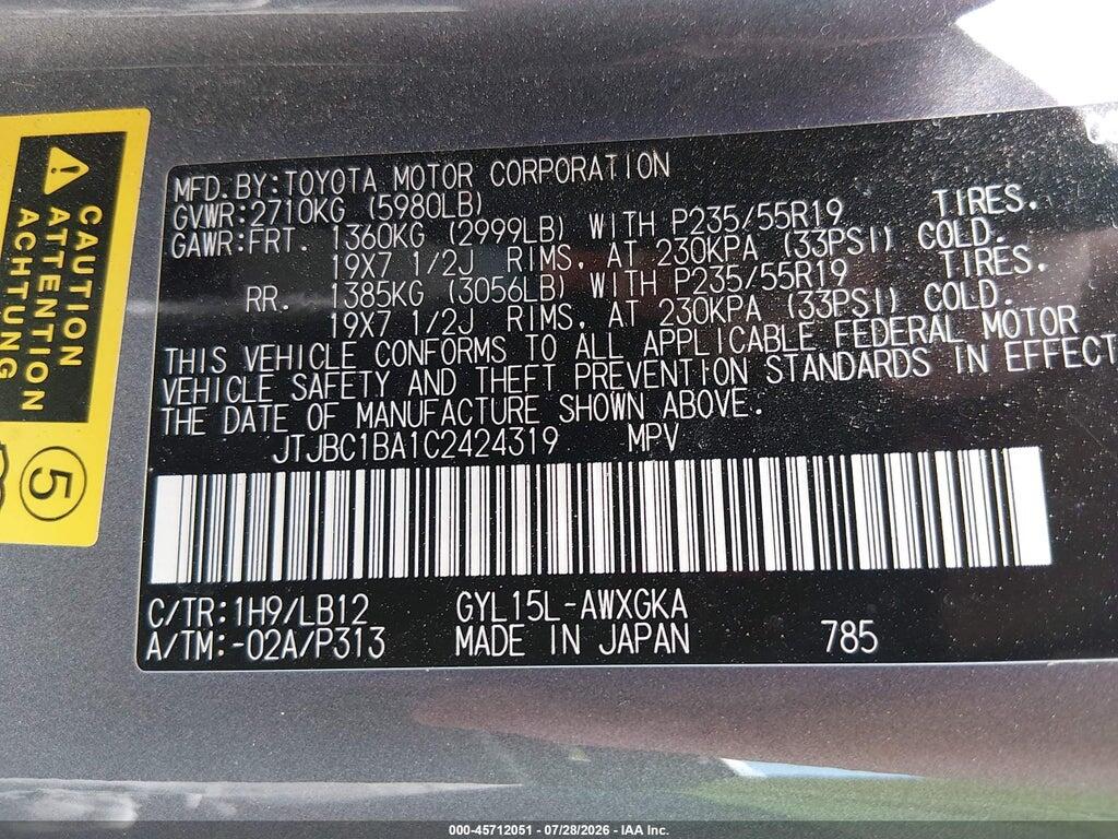 JTJBC1BA1C2424319 2012 LEXUS RX 450H photo no. 9