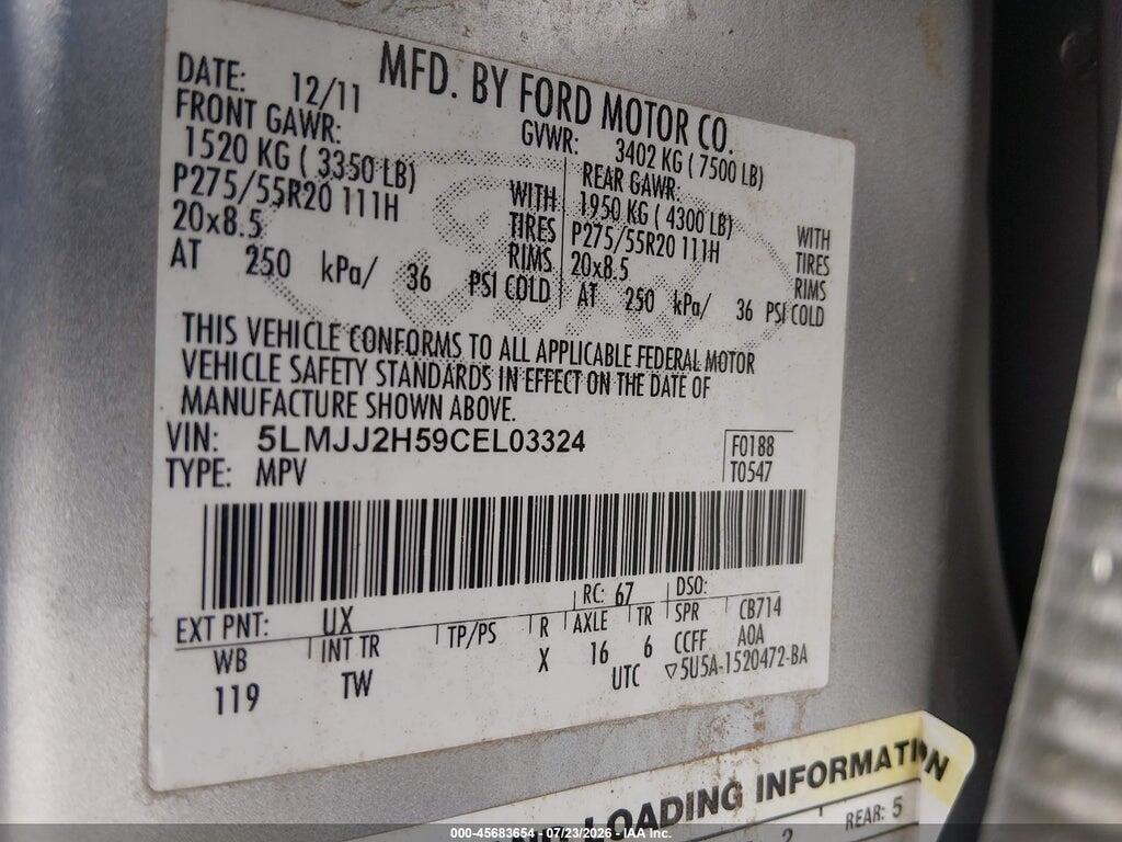 5LMJJ2H59CEL03324 2012 LINCOLN NAVIGATOR photo no. 9