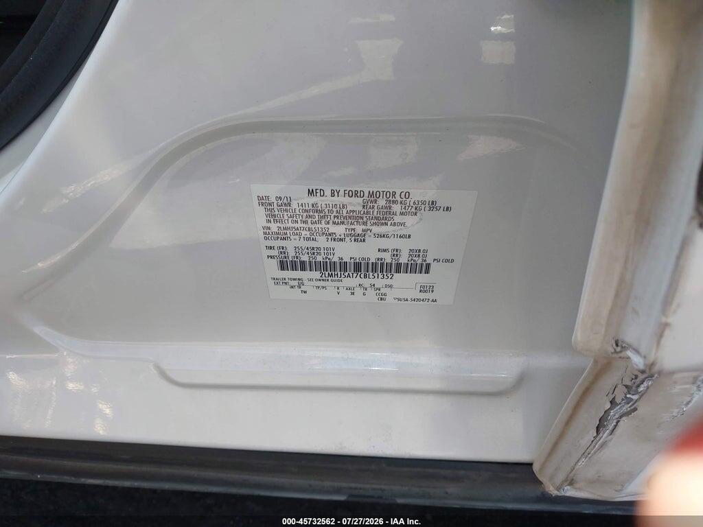 2LMHJ5AT7CBL51352 2012 LINCOLN MKT photo no. 9