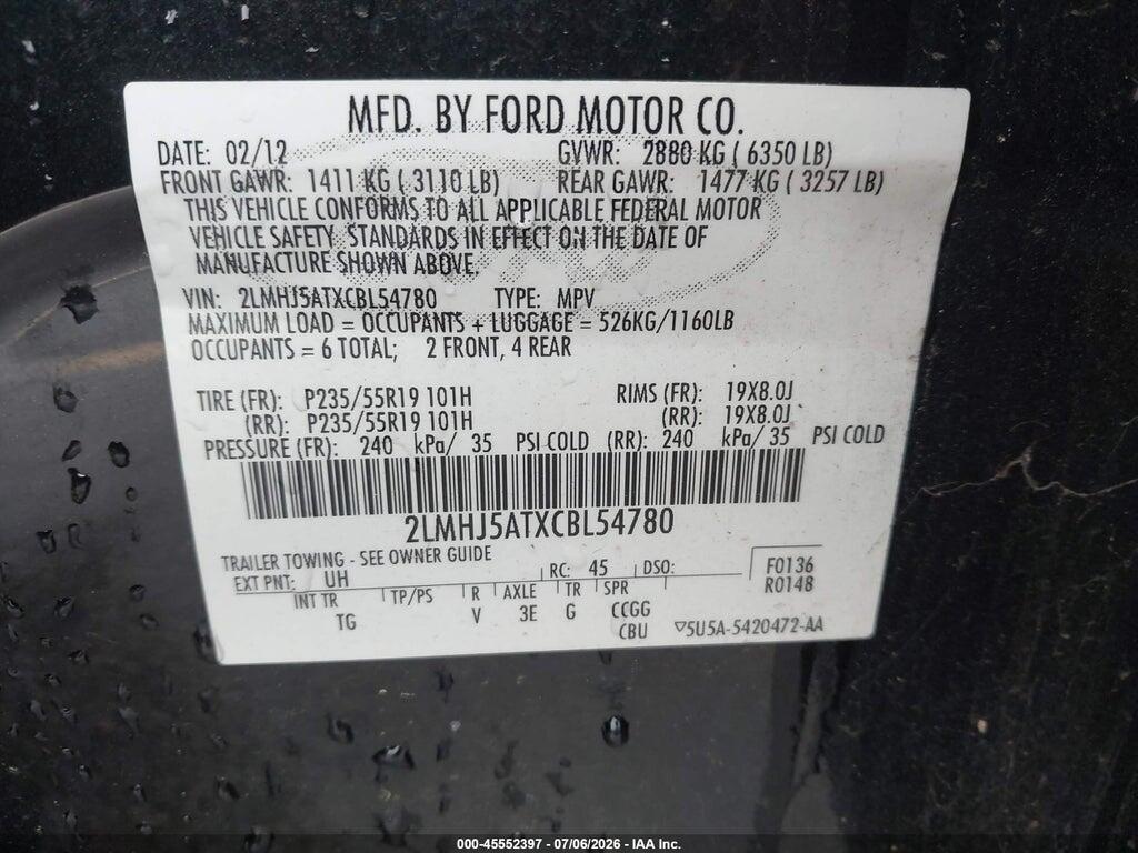 2LMHJ5ATXCBL54780 2012 LINCOLN MKT photo no. 9