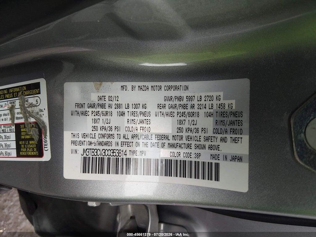 JM3TB3CV3C0353814 2012 MAZDA CX-9 photo no. 9