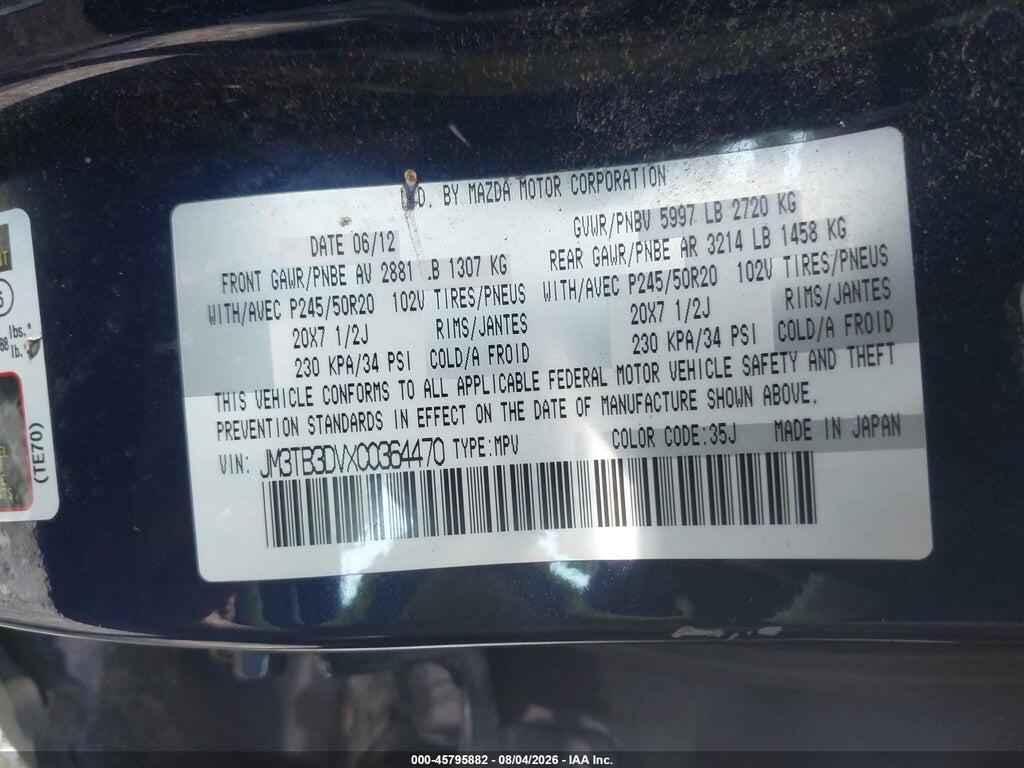 JM3TB3DVXC0364470 2012 MAZDA CX-9 photo no. 9