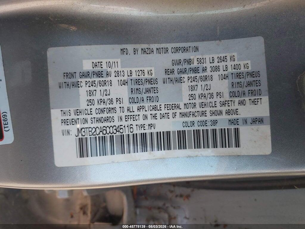 JM3TB2CA6C0345116 2012 MAZDA CX-9 photo no. 9