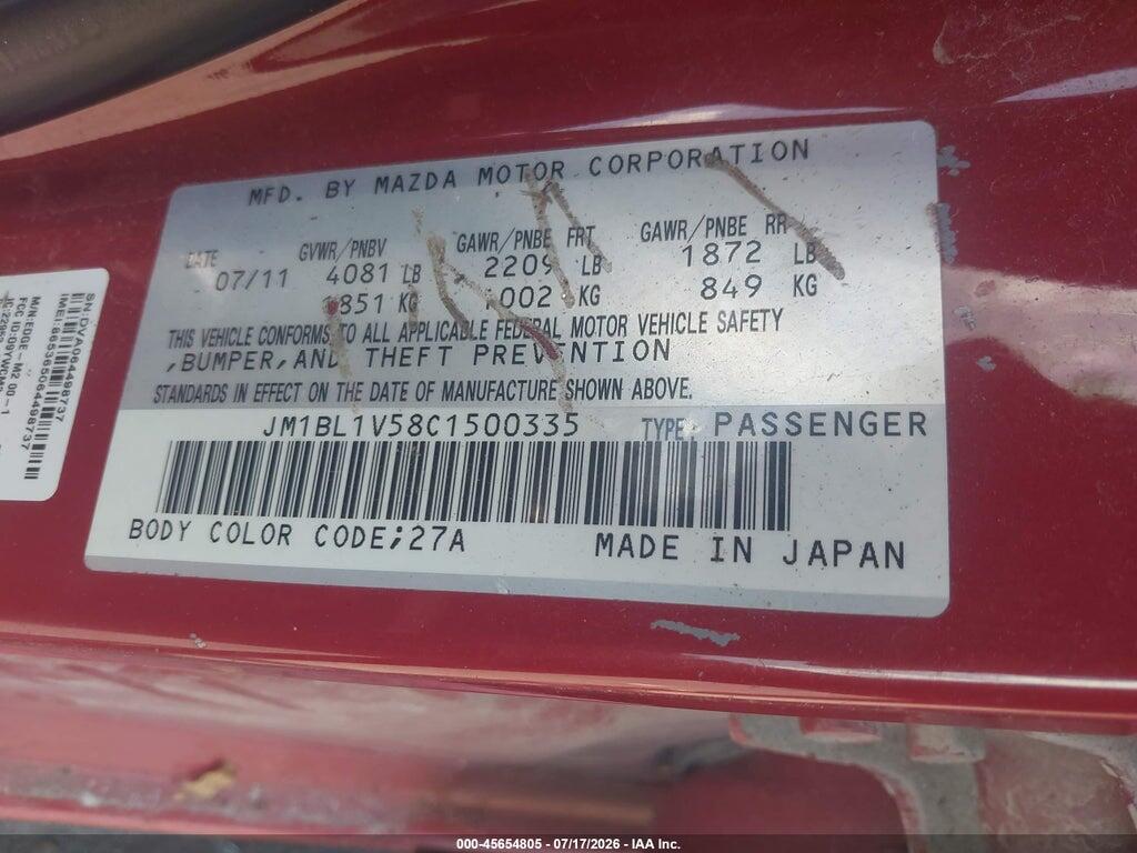 JM1BL1V58C1500335 2012 MAZDA MAZDA3 photo no. 9