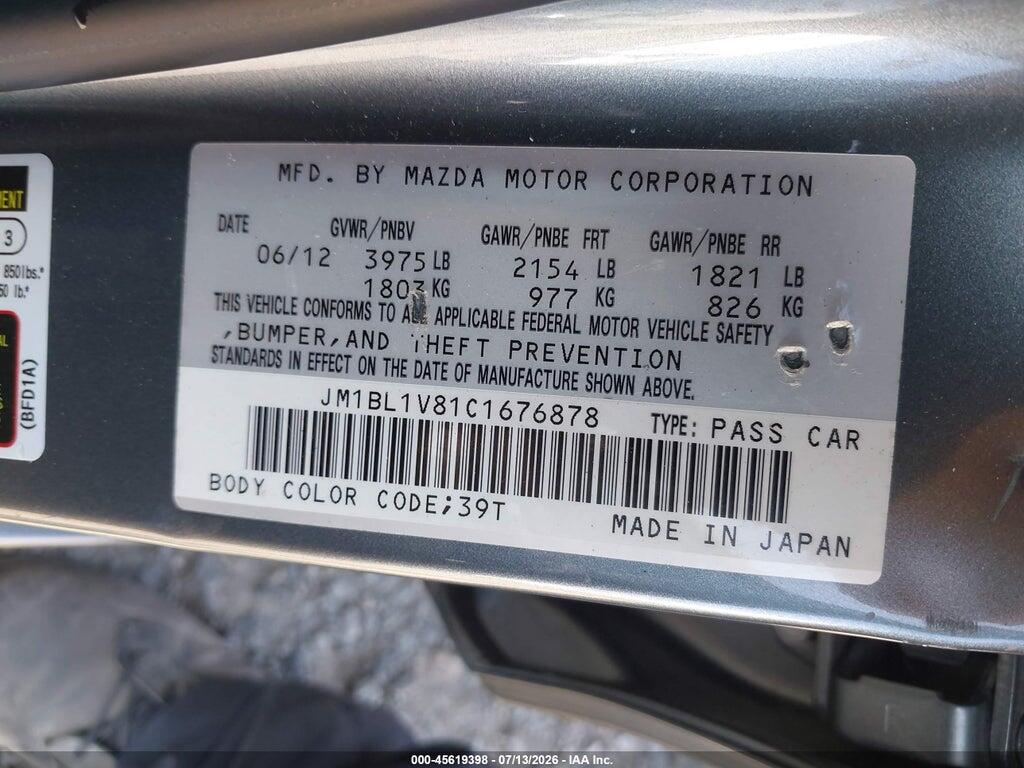 JM1BL1V81C1676878 2012 MAZDA MAZDA3 photo no. 9