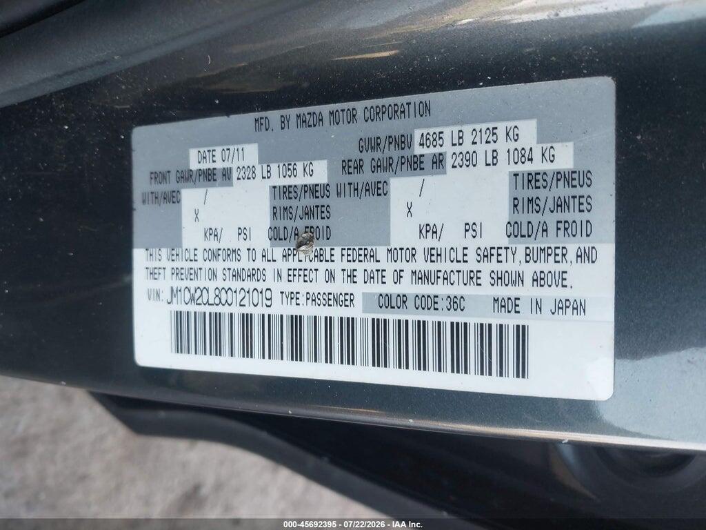 JM1CW2CL8C0121019 2012 MAZDA MAZDA5 photo no. 9