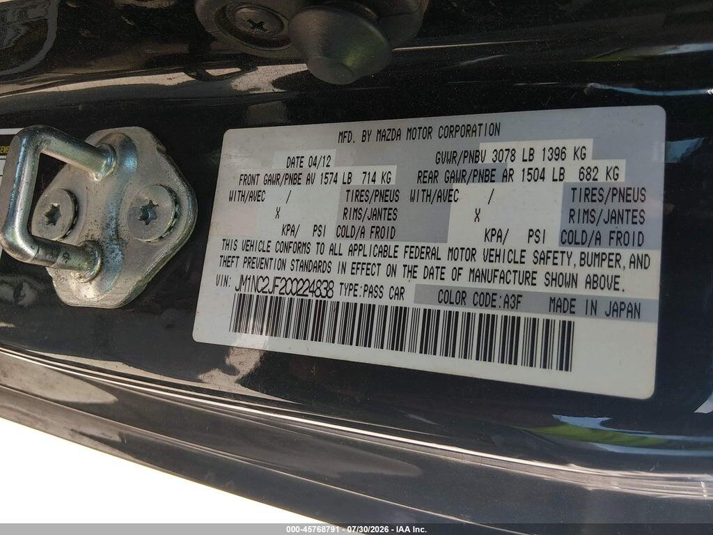 JM1NC2JF2C0224838 2012 MAZDA MX-5 MIATA photo no. 9