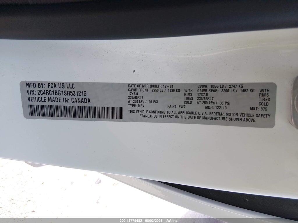 2C4RC1BG1SR531215 2025 CHRYSLER PACIFICA photo no. 9