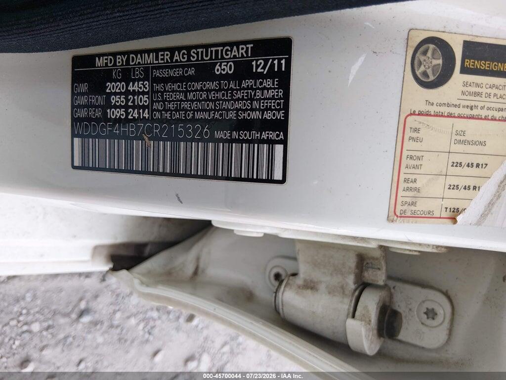 WDDGF4HB7CR215326 2012 MERCEDES-BENZ C 250 photo no. 9